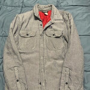 Patagonia hickory striped insulated button jacket